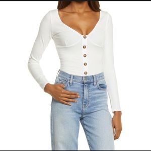 REFORMATION White Virgil Ribbed Top